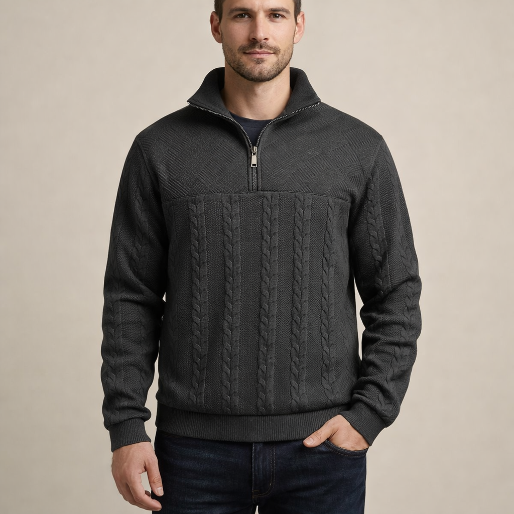 Men's Autumn Winter Casual Jacquard Knit Crewneck Sweater Warm Fall Winter Pullover