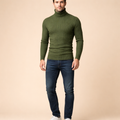 Men's Slim Fit Knitted Turtleneck Sweater Solid Color Warm Autumn Winter Essential