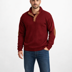 Men's Stand Collar Striped Pullover Sweatshirt Casual Long Sleeve Top for Everyday Wear