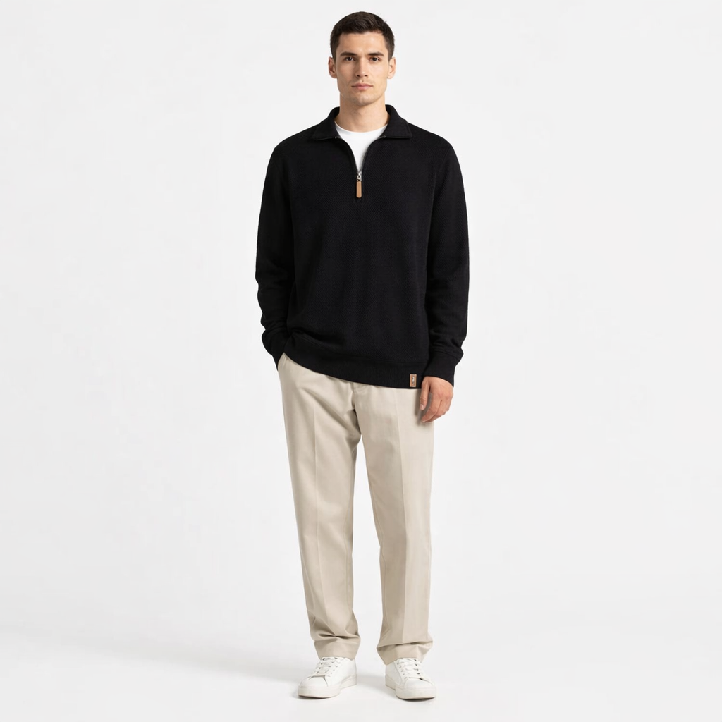 Men's Lightweight Half Zip Knit Sweater for Autumn Winter Casual Layering Everyday Comfort
