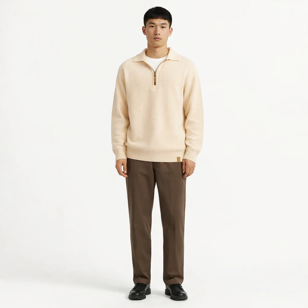 Men's Lightweight Half Zip Knit Sweater for Autumn Winter Casual Layering Everyday Comfort