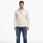 Men's Long Sleeve Half Turtleneck Zip Sweater Casual Knit Top for Autumn Winter