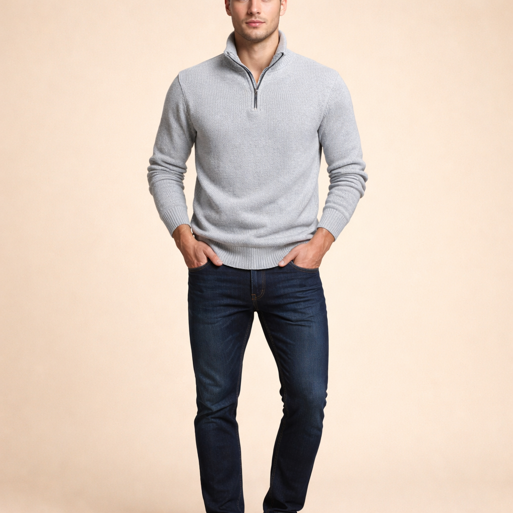 Men's Slim Fit Striped Knit Sweater Korean Style Casual Pullover for Everyday Wear