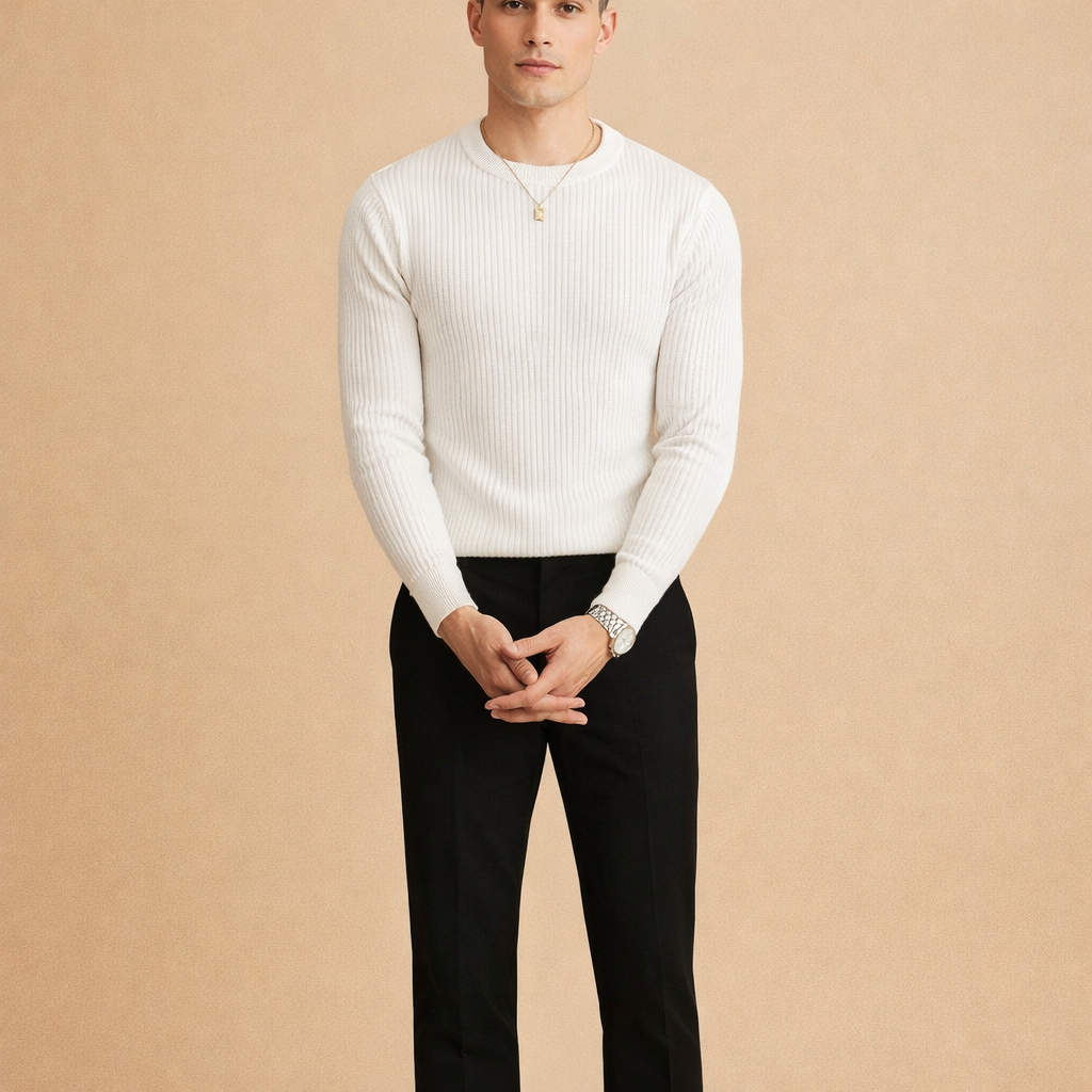 Men's Lightweight Round Neck Slim Fit Knit Sweater Casual Pullover for Everyday Wear