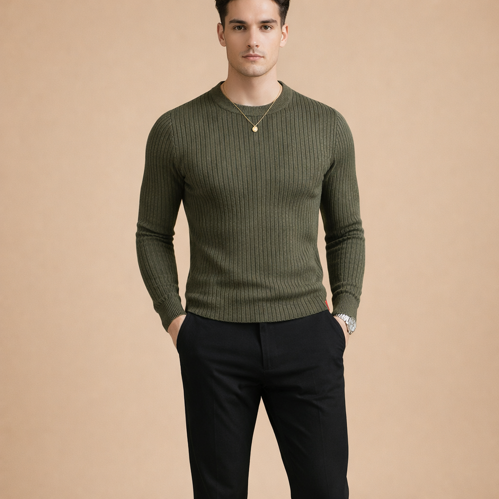 Men's Lightweight Round Neck Slim Fit Knit Sweater Casual Pullover for Everyday Wear