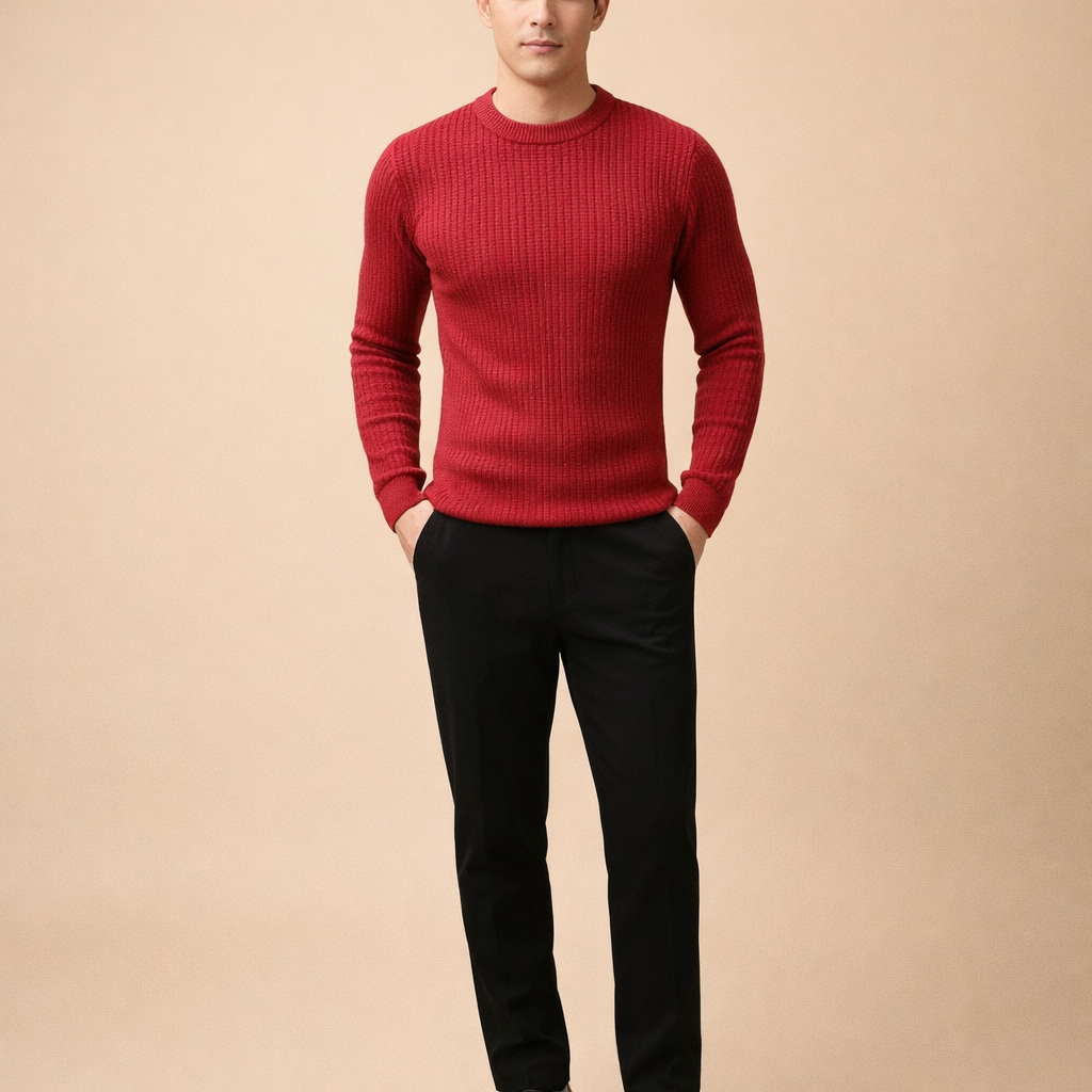 Men's Lightweight Round Neck Slim Fit Knit Sweater Casual Pullover for Everyday Wear