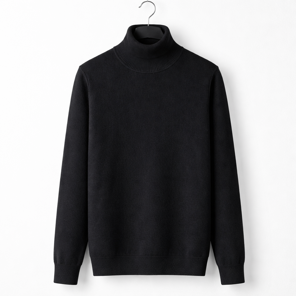 Men's Turtleneck Pullover Sweater Classic Knit Long Sleeve Top for Autumn Winter