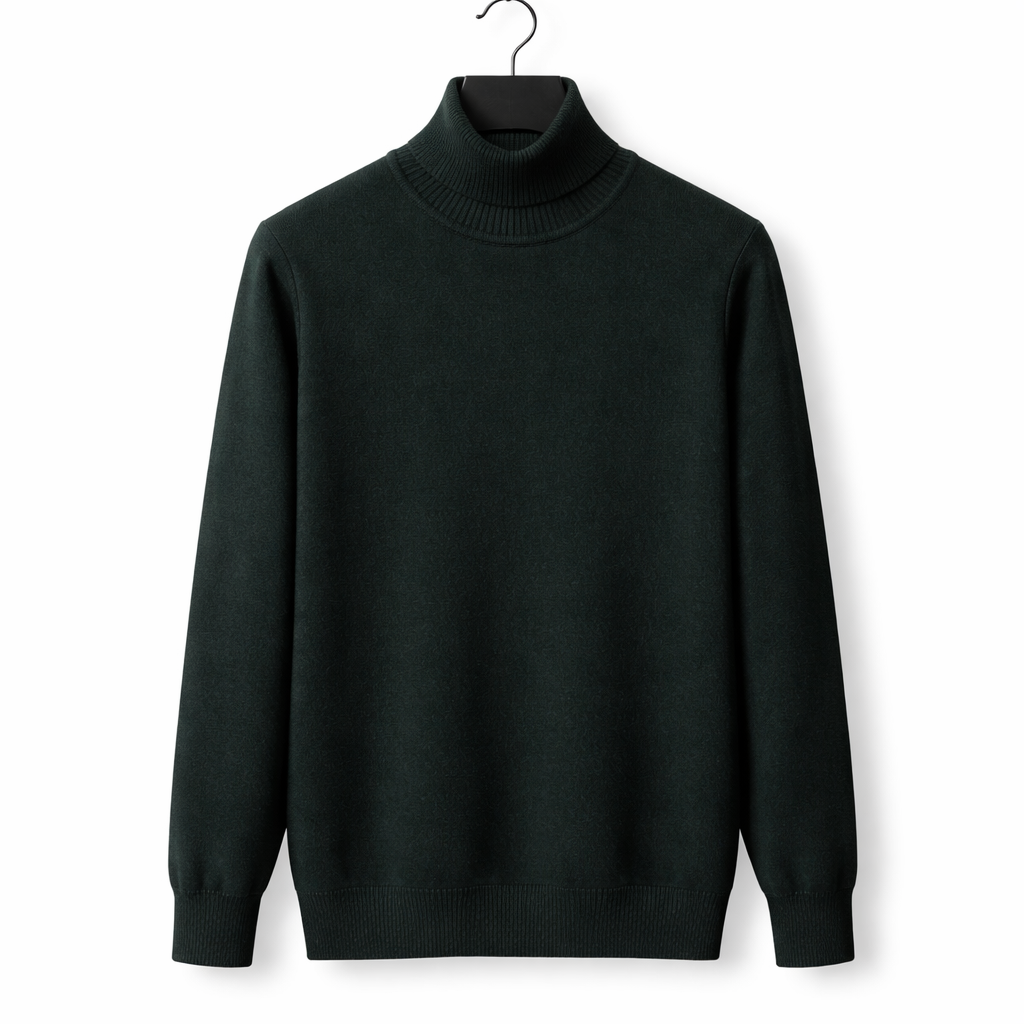 Men's Turtleneck Pullover Sweater Classic Knit Long Sleeve Top for Autumn Winter