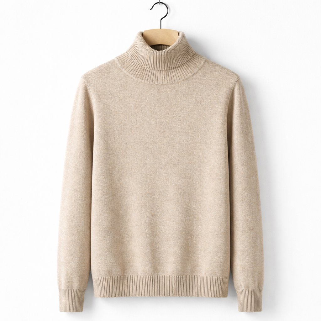 Men's Turtleneck Pullover Sweater Classic Knit Long Sleeve Top for Autumn Winter