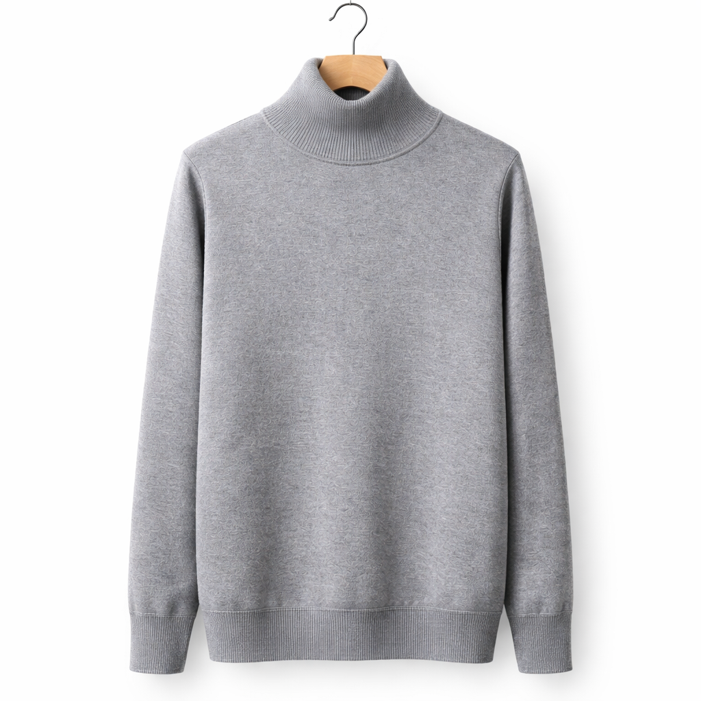 Men's Turtleneck Pullover Sweater Classic Knit Long Sleeve Top for Autumn Winter
