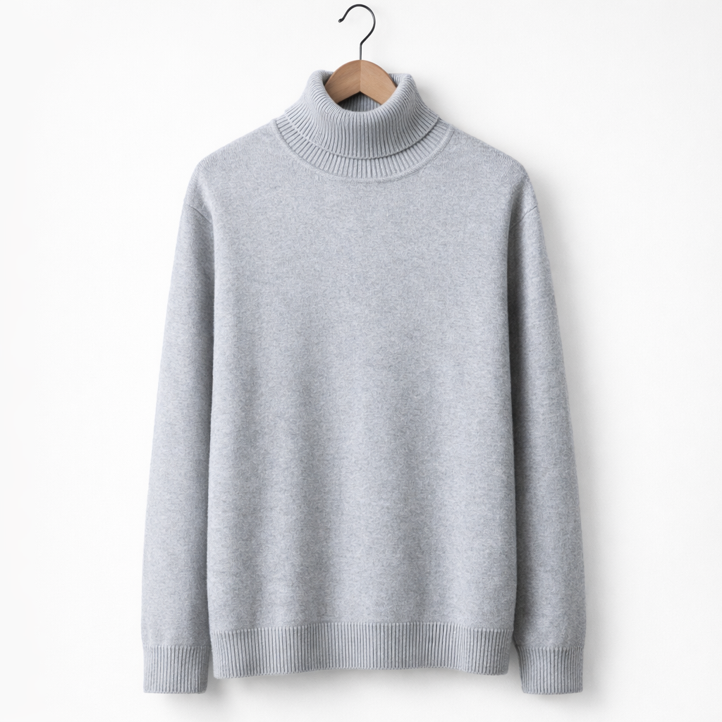 Men's Turtleneck Pullover Sweater Classic Knit Long Sleeve Top for Autumn Winter