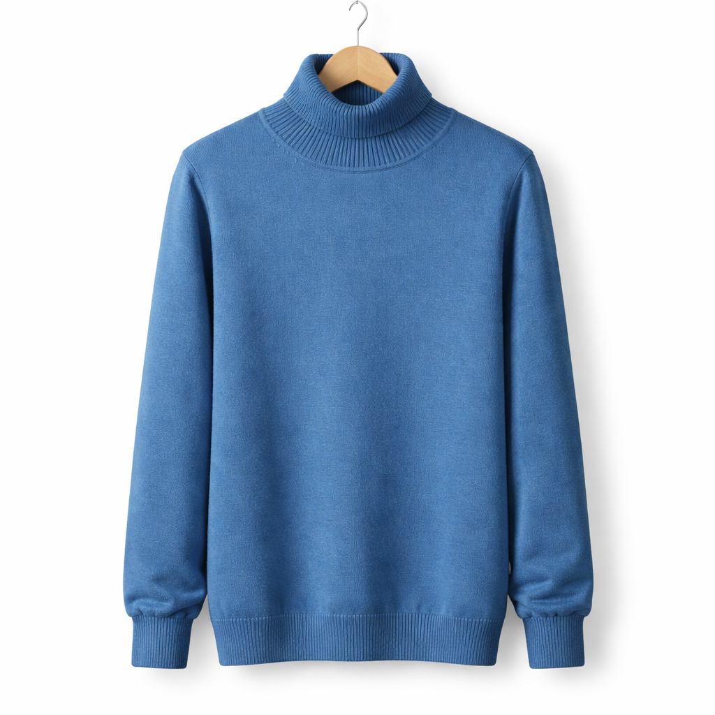 Men's Turtleneck Pullover Sweater Classic Knit Long Sleeve Top for Autumn Winter