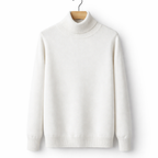 Men's Turtleneck Pullover Sweater Classic Knit Long Sleeve Top for Autumn Winter