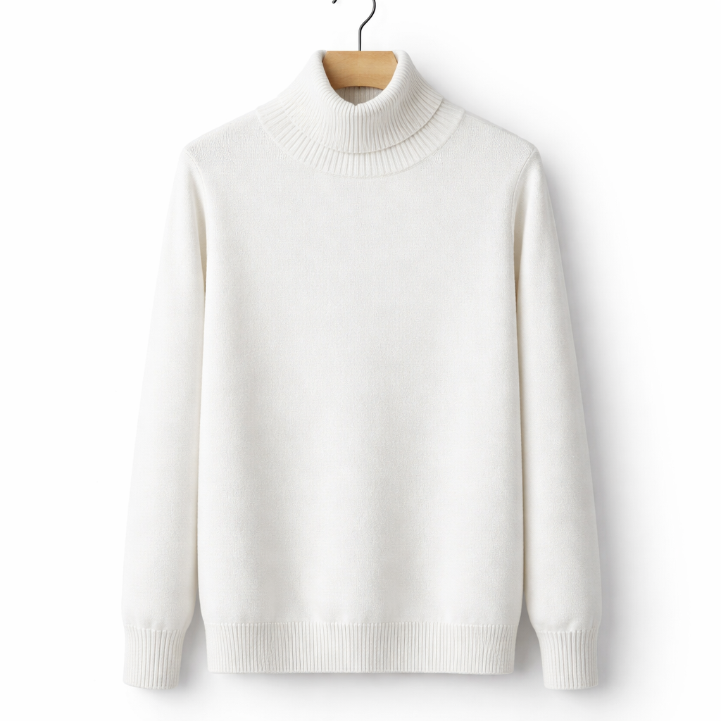 Men's Turtleneck Pullover Sweater Classic Knit Long Sleeve Top for Autumn Winter