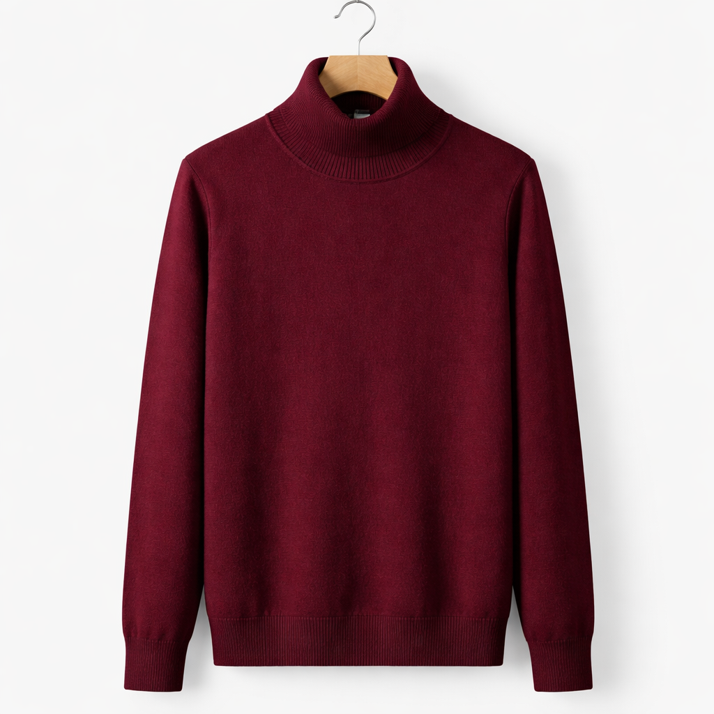 Men's Turtleneck Pullover Sweater Classic Knit Long Sleeve Top for Autumn Winter