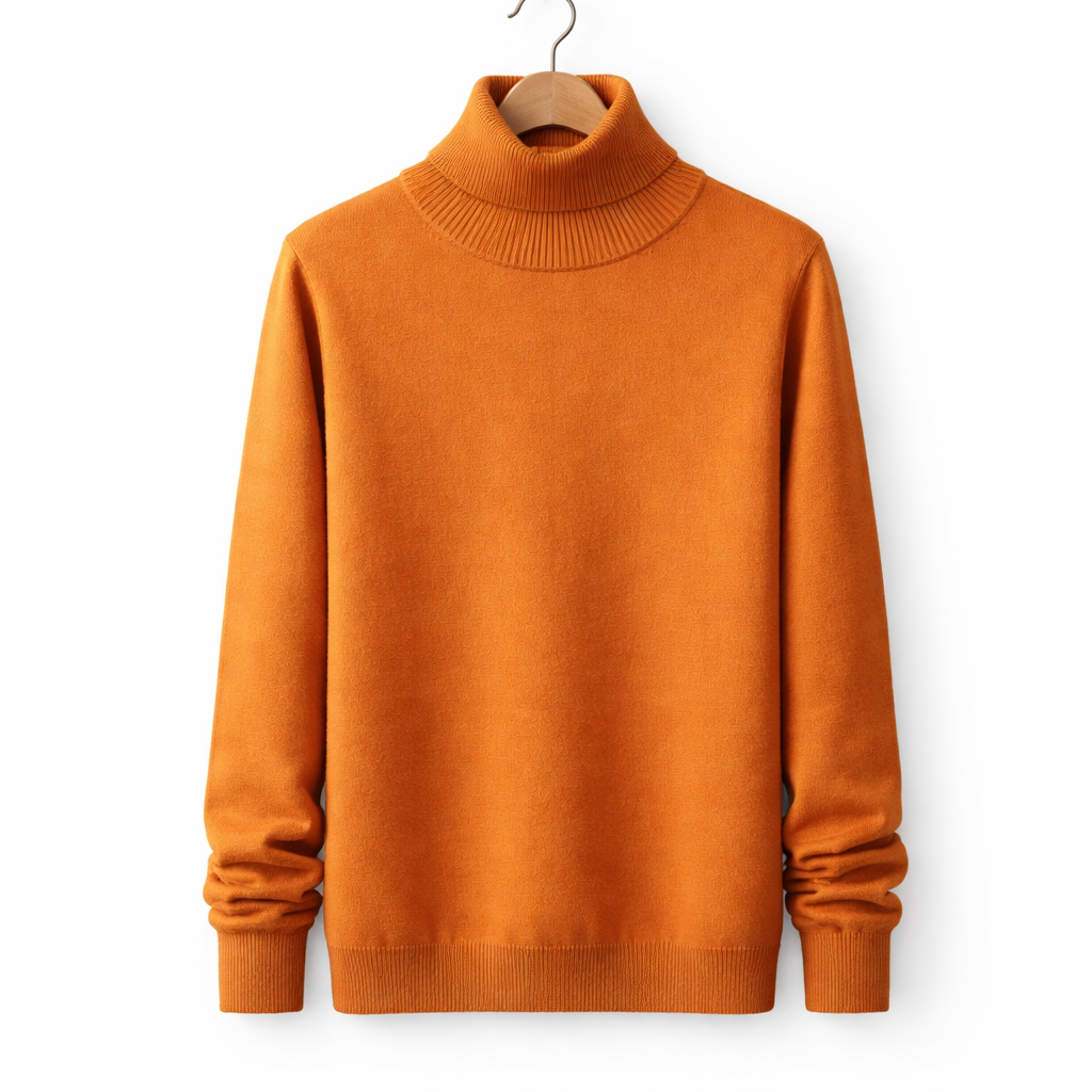 Men's Turtleneck Pullover Sweater Classic Knit Long Sleeve Top for Autumn Winter