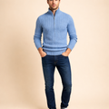 Men's Zipper High Collar Pullover Sweater Casual Knit Long Sleeve Top for Everyday Wear