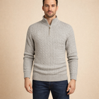 Men's Zipper High Collar Pullover Sweater Casual Knit Long Sleeve Top for Everyday Wear