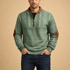 Men's Digital Print Half Zip Sweater Casual Knit Long Sleeve Pullover for Everyday Wear