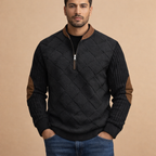 Men's Digital Print Half Zip Sweater Casual Knit Long Sleeve Pullover for Everyday Wear