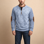 Men's Digital Print Half Zip Sweater Casual Knit Long Sleeve Pullover for Everyday Wear