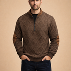 Men's Digital Print Half Zip Sweater Casual Knit Long Sleeve Pullover for Everyday Wear