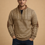 Men's Digital Print Half Zip Sweater Casual Knit Long Sleeve Pullover for Everyday Wear