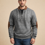 Men's Digital Print Half Zip Sweater Casual Knit Long Sleeve Pullover for Everyday Wear