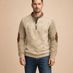 Men's Digital Print Half Zip Sweater Casual Knit Long Sleeve Pullover for Everyday Wear