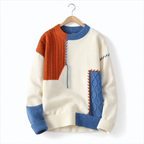 Men's Colorblock Pullover Sweater Casual Knit Long Sleeve Top for Everyday Wear