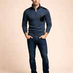 Men's Cozy Plush Quarter Zip Sweater Soft Casual Pullover for Autumn Winter Wear