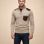 Men's Cozy Plush Quarter Zip Sweater Soft Casual Pullover for Autumn Winter Wear