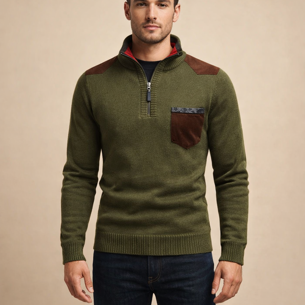 Men's Cozy Plush Quarter Zip Sweater Soft Casual Pullover for Autumn Winter Wear