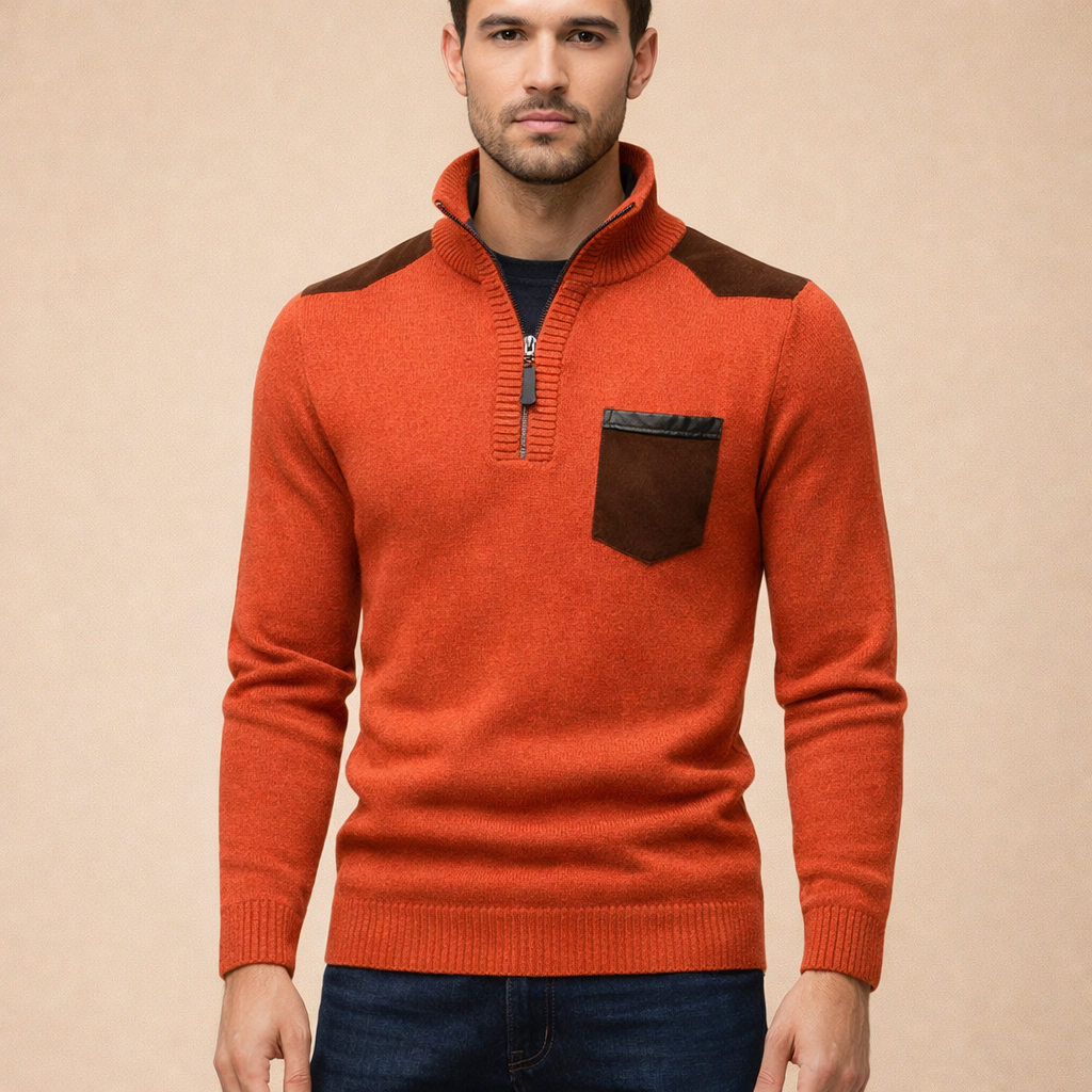 Men's Cozy Plush Quarter Zip Sweater Soft Casual Pullover for Autumn Winter Wear