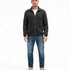 Men's Solid Color Knit Zipper Turtleneck Cardigan Casual Long Sleeve Sweater Jacket