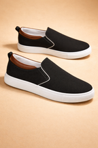 Men's Canvas Slip-On Loafer Sneakers for Casual Fall Wear and Everyday Comfort