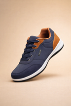 Men's Lace-Up Microfiber Leather Sneakers for Casual Everyday Wear and Modern Street Style