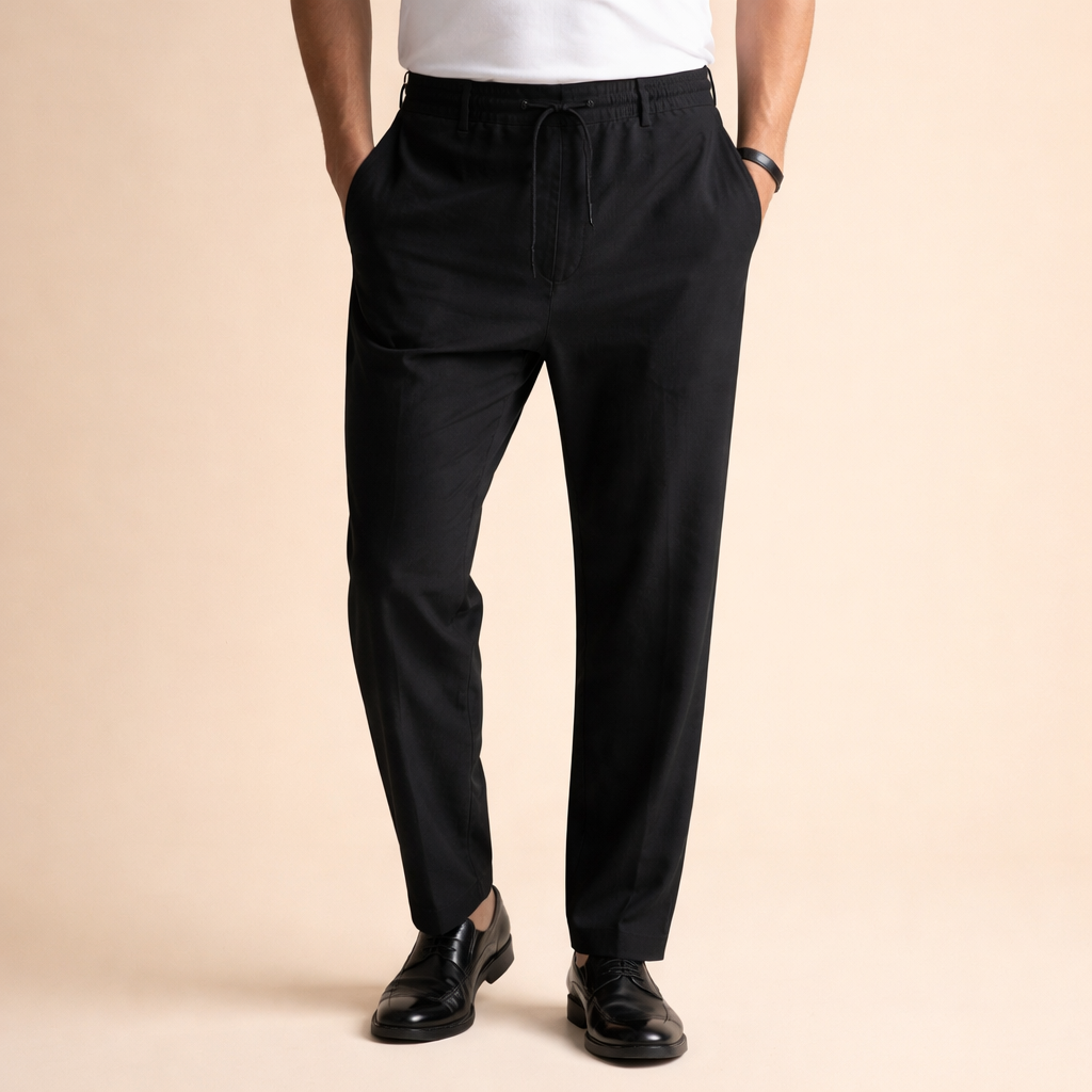Men's Cotton Linen Trousers – Lightweight Drawstring Comfort