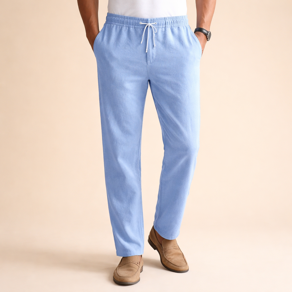Men's Cotton Linen Trousers – Lightweight Drawstring Comfort