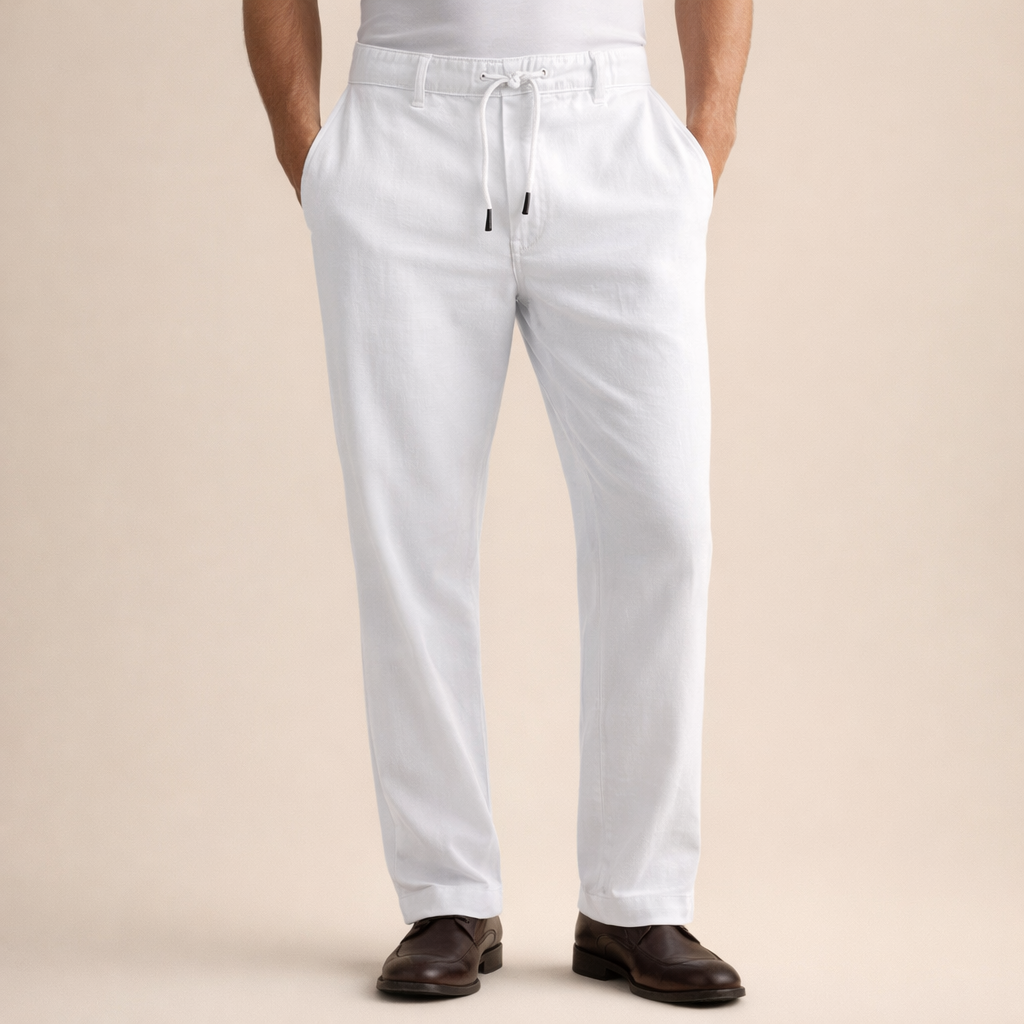 Men's Cotton Linen Trousers – Lightweight Drawstring Comfort