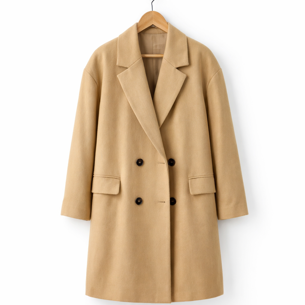 Women's Double Breasted Wool Coat – Warm Structured Outerwear