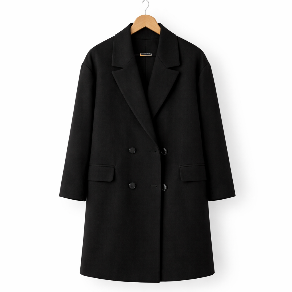 Women's Double Breasted Wool Coat – Warm Structured Outerwear