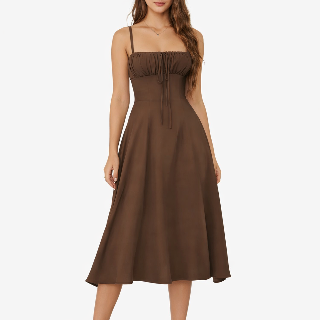 Women’s Lace-Up Slit Midi Dress – comfortable fit for everyday wear