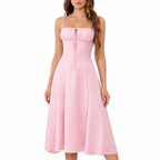 Women’s Lace-Up Slit Midi Dress – comfortable fit for everyday wear