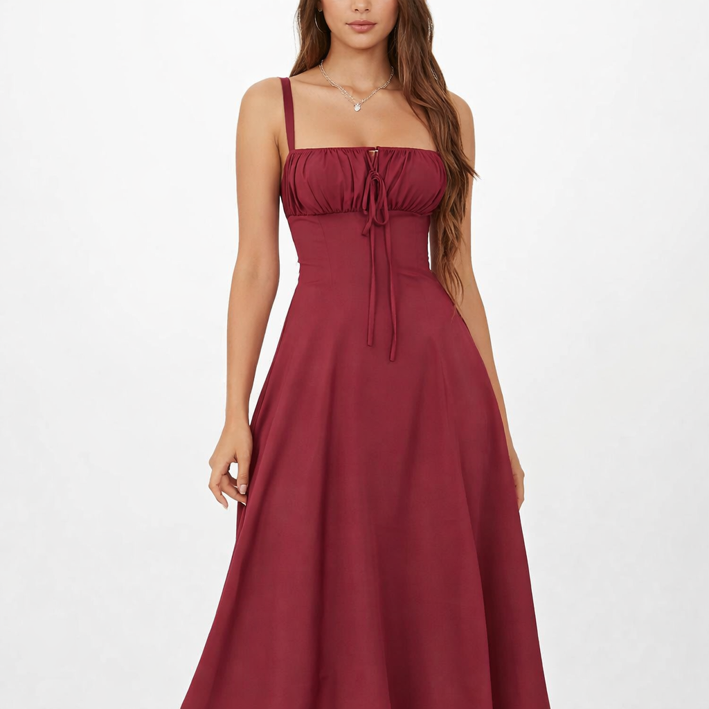 Women’s Lace-Up Slit Midi Dress – comfortable fit for everyday wear