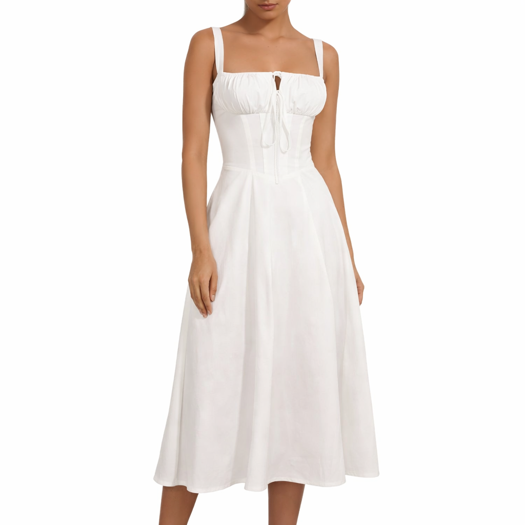 Women's Lace-Up Slit Midi Dress – comfortable fit for everyday wear