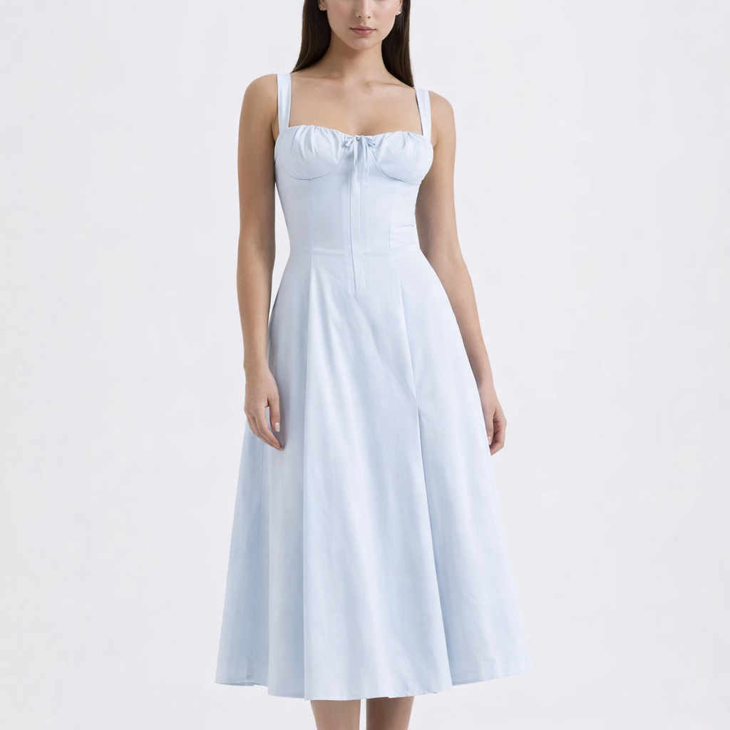 Women's Lace-Up Slit Midi Dress – comfortable fit for everyday wear