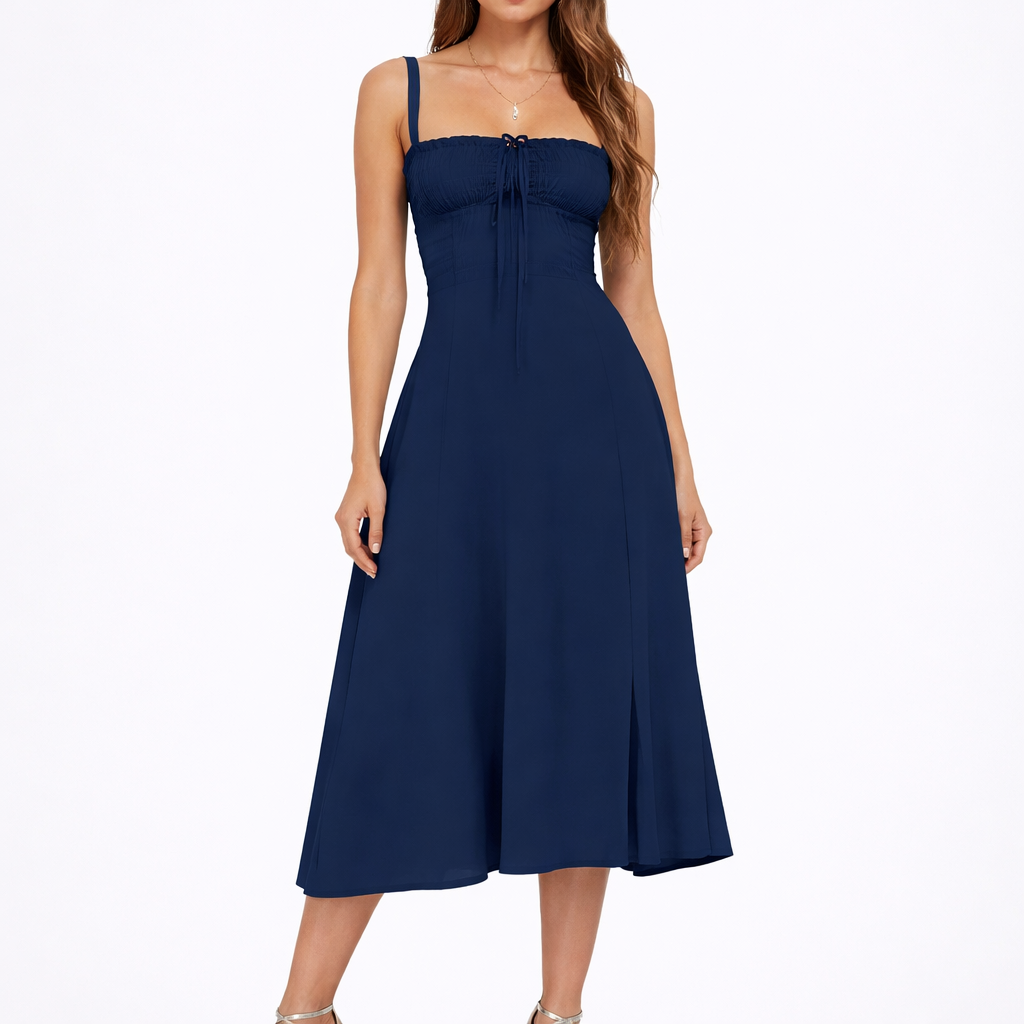 Women’s Lace-Up Slit Midi Dress – comfortable fit for everyday wear