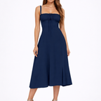 Women’s Lace-Up Slit Midi Dress – comfortable fit for everyday wear