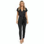 Women's Striped V-Neck Backless Jumpsuit – Lightweight Summer Comfort